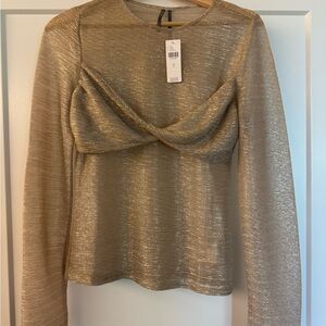 Anthropologie Gold Long Sleeve Blouse